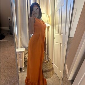 Elegant Orange Sleeveless Dress
